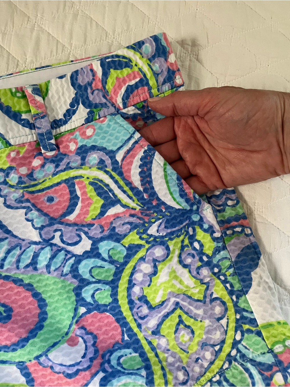 Lilly Pulitzer Paisley Print Shorts in Pink, Blue & Green - Picture 2 of 8